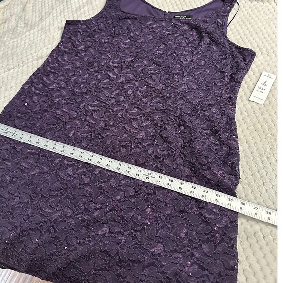 Alex Evenings Cocktail Dress Women's Plus 22W Purple Lace Sleeveless Midi NWT - Picture 12 of 13